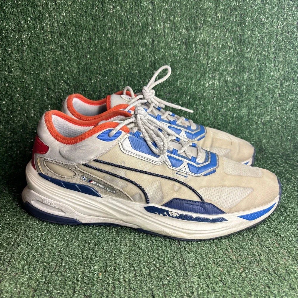 Puma X BMW Motorsport Extent Nitro Racing Sneaker White Strong Blue Mens Size 11